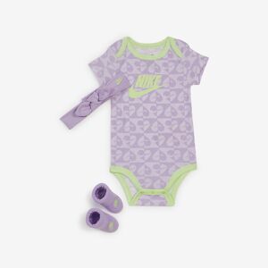 Nike 3 Pc Set Bodysuit Hat Bootie violet/jaune 6-12mois unisexe