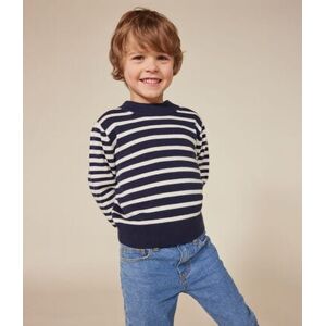 Petit Bateau Pull raye en laine et coton enfant Bleu Smoking/Blanc Marshmallow 4A