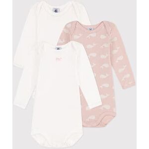 Petit Bateau Lot de 3 bodies manches longues baleines roses en coton Variante 1 24M