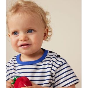 Petit Bateau Tee-shirt manches courtes en jersey fin bebe Blanc Marshmallow/Bleu Medieval 36M
