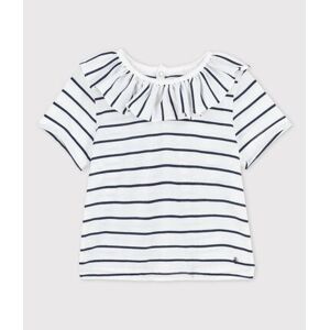 Petit Bateau Blouse manches courtes rayee en jersey bebe Blanc Marshmallow/Bleu Smoking 6M