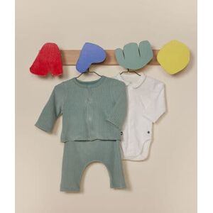 Petit Bateau Ensemble 3 pieces en velours bebe Vert Paul 6M