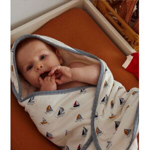 Petit Bateau Carre de bain et gant bebe imprime marin Blanc Marshmallow/Bleu Medieval/ Multico TU