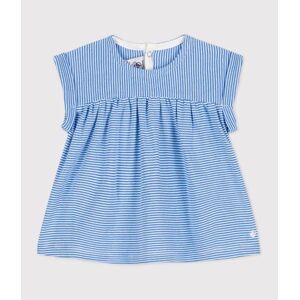 Petit Bateau Blouse manches courtes bebe en coton bio Bleu Brasier/Gris Marshmallow 6M