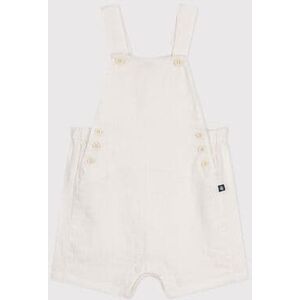 Petit Bateau Salopette courte en lin bebe Blanc Ecume 3M