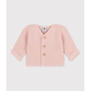 Petit Bateau Cardigan bebe tricot point mousse en coton Rose Saline 3M