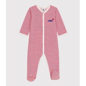 Petit Bateau Pyjama bebe amour en velours Rouge Marshmallow/Blanc Corrida 12M