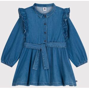 Petit Bateau Robe a manches longues en denim leger enfant fille Bleu Denim Clair 8A