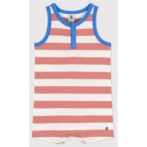 Petit Bateau Combinaison courte rayee en jersey bebe Rose Papaye/ Marshmallow 12M