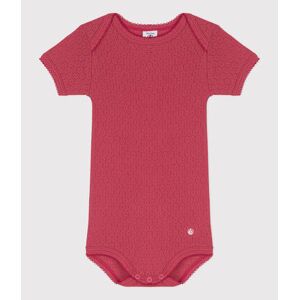 Petit Bateau Body manches courtes bebe en maille ajouree Rose Papi 12M