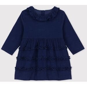 Petit Bateau Robe manches longues bebe en velours extra fin Bleu Fonce 18M