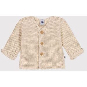 Petit Bateau Cardigan en tricot point mousse bebe Écru Avalanche 1M