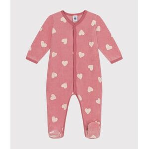 Petit Bateau Pyjama bebe en velours imprime motif c?urs Rosewood/ Marshmallow 24M