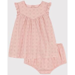 Petit Bateau Robe bebe avec bloomer en broderie anglaise Rose Saline 6M