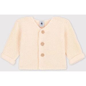 Petit Bateau Cardigan bebe tricot point mousse en coton Écru Avalanche 24M