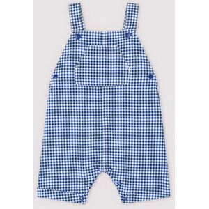 Petit Bateau Salopette courte en chaîne et trame bebe garcon Bleu Surf/Blanc Marshmallow 6M