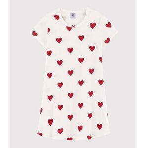 CŒUR_ROUGE Chemise de nuit coeur petite fille en coton Blanc Marshmallow/Rouge Terkuit 8A