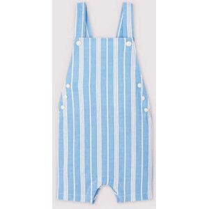 Petit Bateau Salopette courte en popeline rayee bebe garcon Bleu Jasmin/Blanc Marshmallow 6M