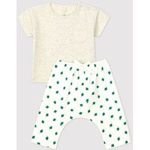 Petit Bateau Ensemble 2 pieces imprime vegetal en molleton bio bebe Beige Montelimar/Blanc Multico 1M