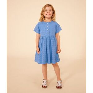 Petit Bateau Robe manches courtes en broderie anglaise enfant fille Bleu Gauloise 5A