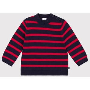 Petit Bateau Pull en laine et coton raye mariniere bebe Smoking/ Corrida 3M