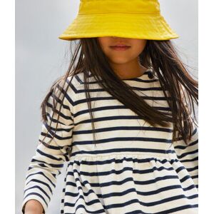 Petit Bateau Robe manches longues en coton epais a rayures enfant fille Blanc Marshmallow/Bleu Smoking 6A