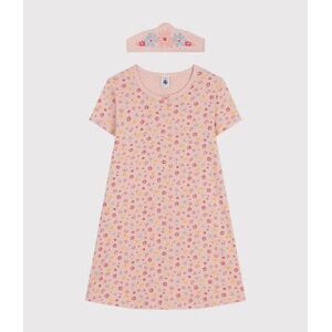 Petit Bateau Chemise de nuit et son diademe en coton motif floral enfant Rose Saline/Blanc Multico 10A