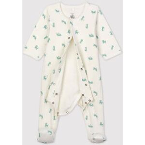 Petit Bateau Bodyjama bebe en coton biologique Blanc Marshmallow/ Herbier 6M