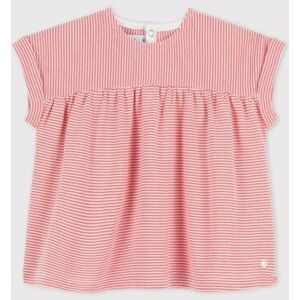 Petit Bateau Blouse manches courtes en coton bio bebe Rose Papaye/ Marshmallow 6M