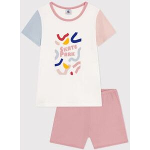 Petit Bateau Pyjama short uni en coton enfant Blanc Marshmallow/Blanc Multico 12A