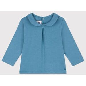 Petit Bateau Blouse manches longues en coton bebe Bleu Polochon 24M