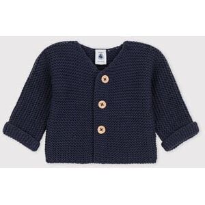 Petit Bateau Cardigan bebe tricot point mousse en coton Bleu Smoking 3M