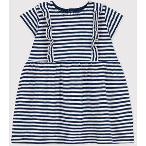 Petit Bateau Robe manches courtes bebe en jersey flamme raye Bleu Medieval/Blanc Marshmallow 18M