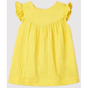 Petit Bateau Robe en gaze de coton bio bebe Jaune Orge 6M