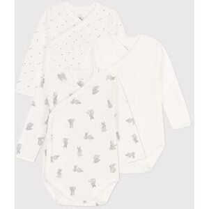 Petit Bateau Lot de 3 bodies croises manches longues lapins en coton bebe Variante 1 6M