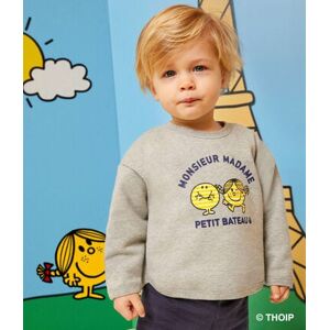 Petit Bateau Sweatshirt Monsieur Madame en molleton bebe Gris Chaton Chine 6M