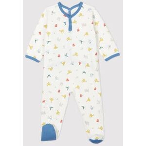 Petit Bateau Dors-bien bebe imprime animaux colores molleton en coton biologique Blanc Marshmallow/Blanc Multico 6M