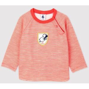 Petit Bateau Tee-shirt en laine et coton bebe. Orange Oursin/Blanc Marshmallow 6M