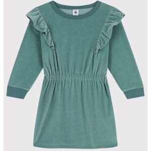 Petit Bateau Robe manches longues en bouclette velours unie enfant fille Vert Brut 5A