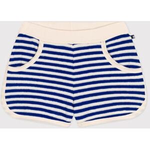 Petit Bateau Short raye en bouclette eponge enfant fille Bleu Surf/ Avalanche 4A