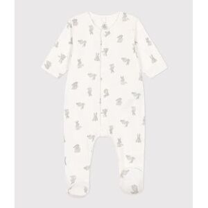 Petit Bateau Pyjama bebe lapins en tubique Blanc Marshmallow/Gris 12M