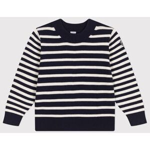 Petit Bateau Pull raye en laine et coton enfant Bleu Smoking/Blanc Marshmallow 4A