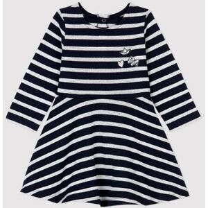 Petit Bateau Robe en molleton bebe. Bleu Smoking/ Marshmallow Argent Brillant 6M