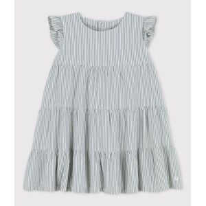 Petit Bateau Robe rayee en seersucker bio bebe Bleu Brut/Blanc Marshmallow 3M