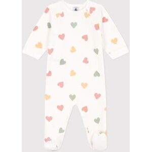 Petit Bateau Pyjama coeurs multicolores en velours bebe Blanc Marshmallow/Blanc Multico 6M