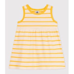 Petit Bateau Robe sans manche bebe en maille côtelee rayee Jaune Avalanche/Blanc Daisy 12M