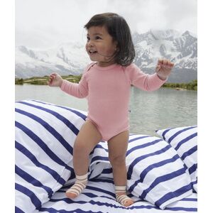 Petit Bateau Body manches longues rayures bebe en laine et coton Rose Saline 18M