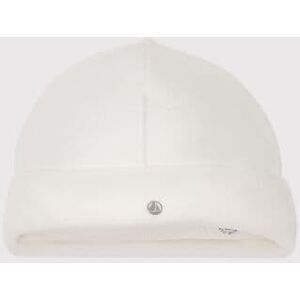 Petit Bateau Bonnet naissance bebe en velours uni Blanc Marshmallow 3M