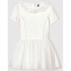 Petit Bateau Robe ceremonie en satin et tulle enfant fille Blanc Marshmallow 3A