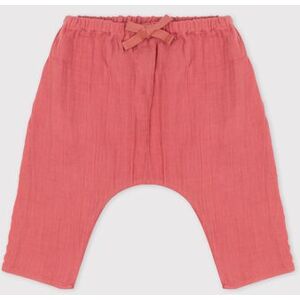 Petit Bateau Pantalon sarouel uni en gaze de coton bio bebe Rose Papaye 3M